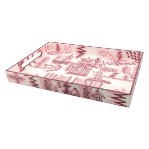 LAC-27 Pink Pagoda 14"x20" Lacquer Tray